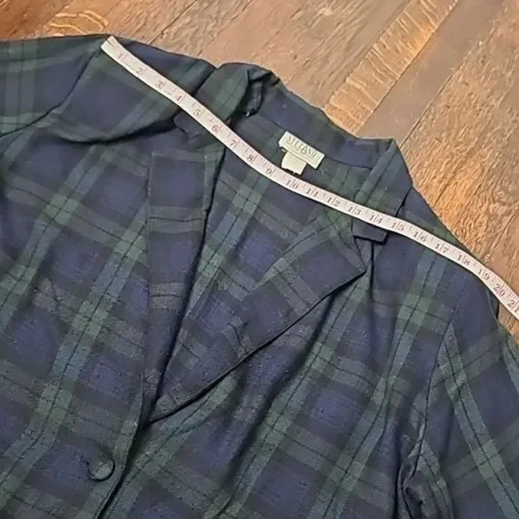 Vintage 90s Dark Green Navy Plaid Grunge Oversized Blazer Size 18/20 XXXL - Picture 8 of 12